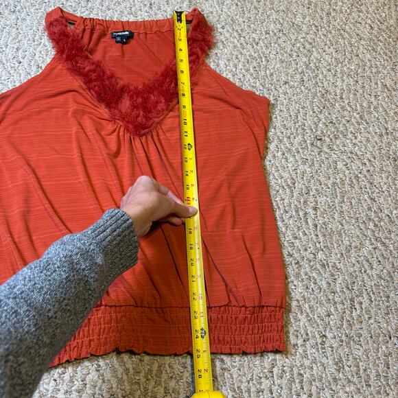 Vintage Y2K My Michelle Orange Fuzzy V Neck Halter Tank Top Cinched Waist Size L - Picture 6 of 6